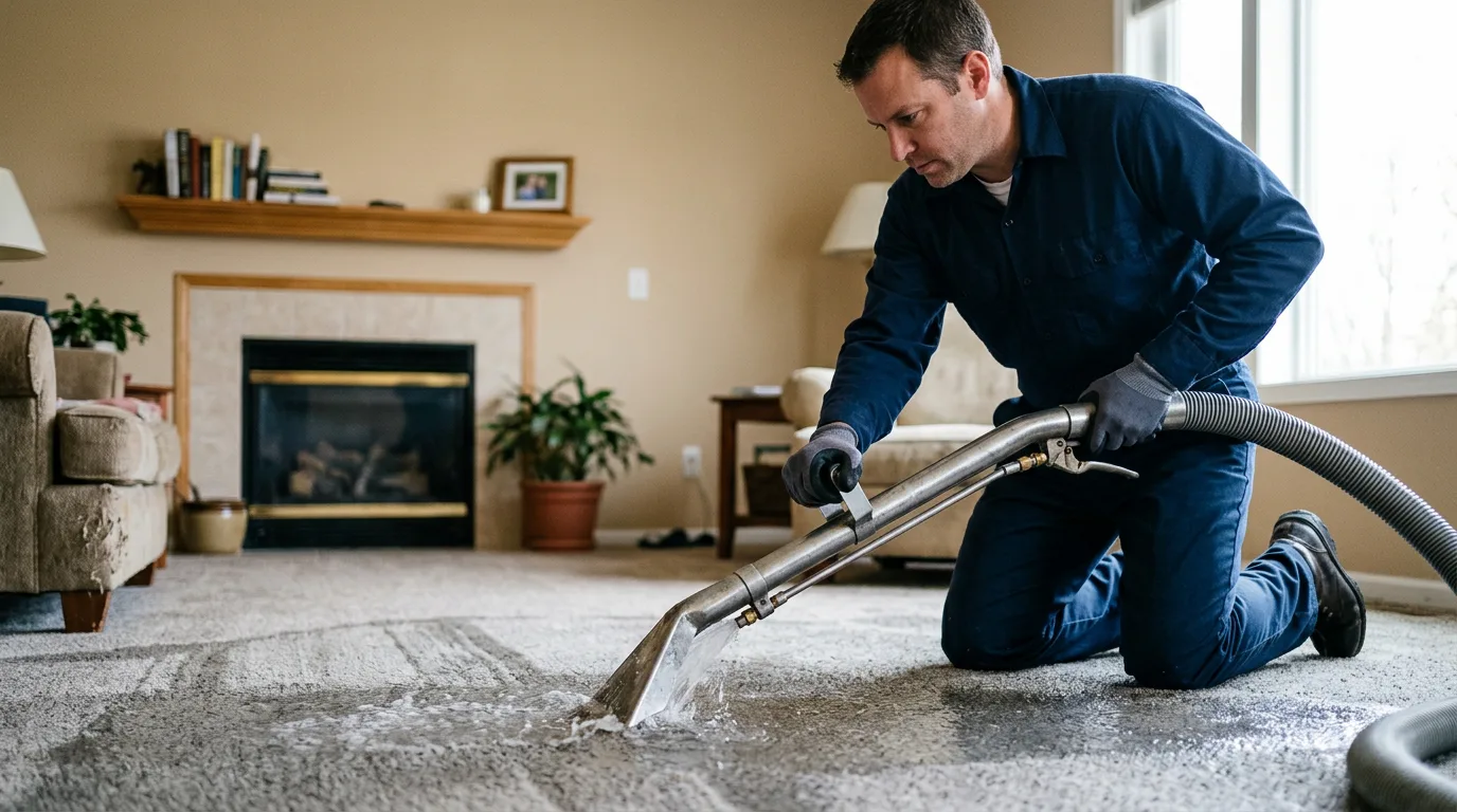 Water damage restoration technician working near Galena, KS